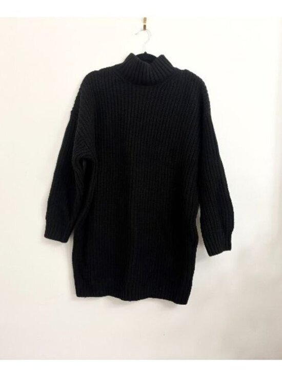 Gap Sweaters - NWT Gap Oversized Mock Neck Ribbed Long Black Sweater - sz Medium